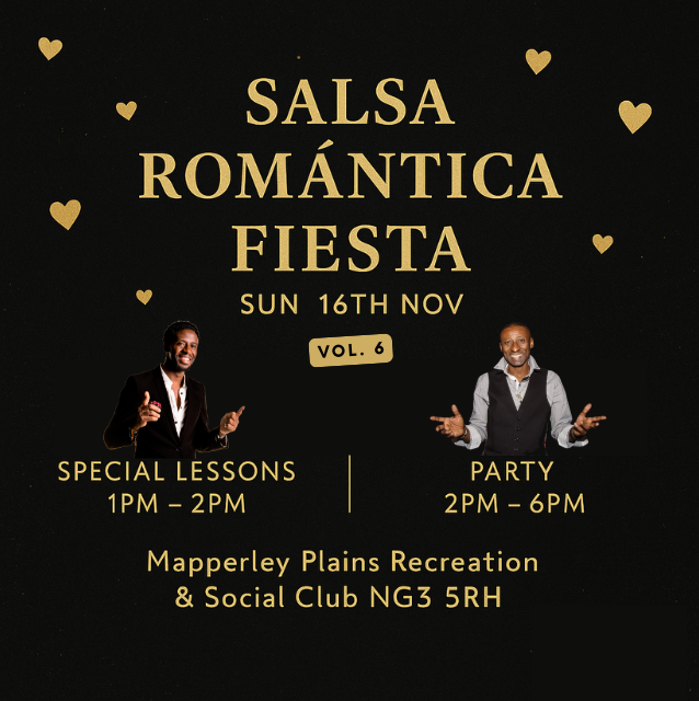 The Salsa Romantica Fiesta by DJ Mani & Tamba ★ Sunday 16th Nov ★ 12:45pm – 6pm ★ Nottingham